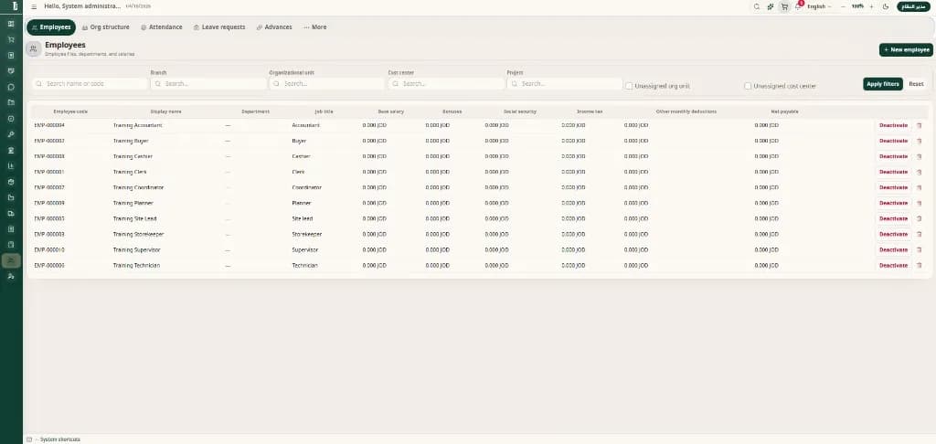 HR — employee files and payroll components