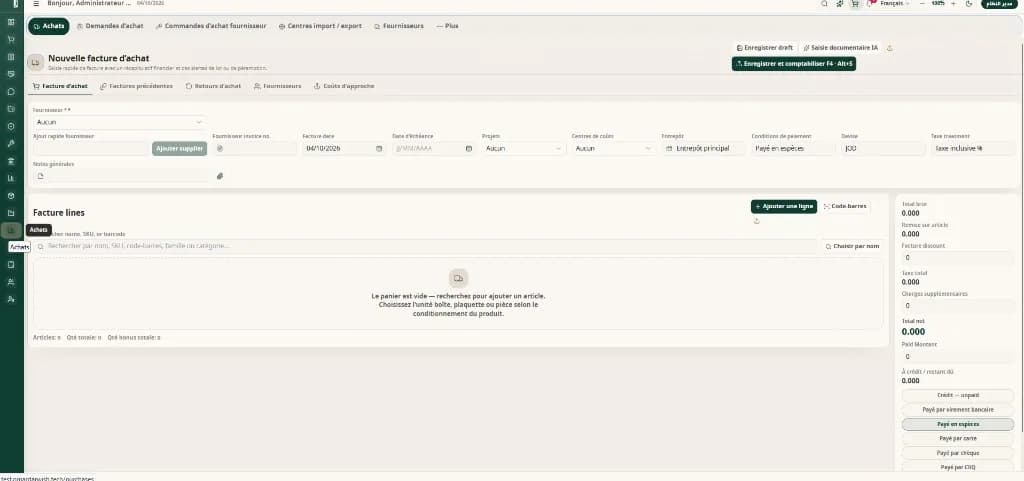 Facture d’achat — réception, facturation et lien fournisseur
