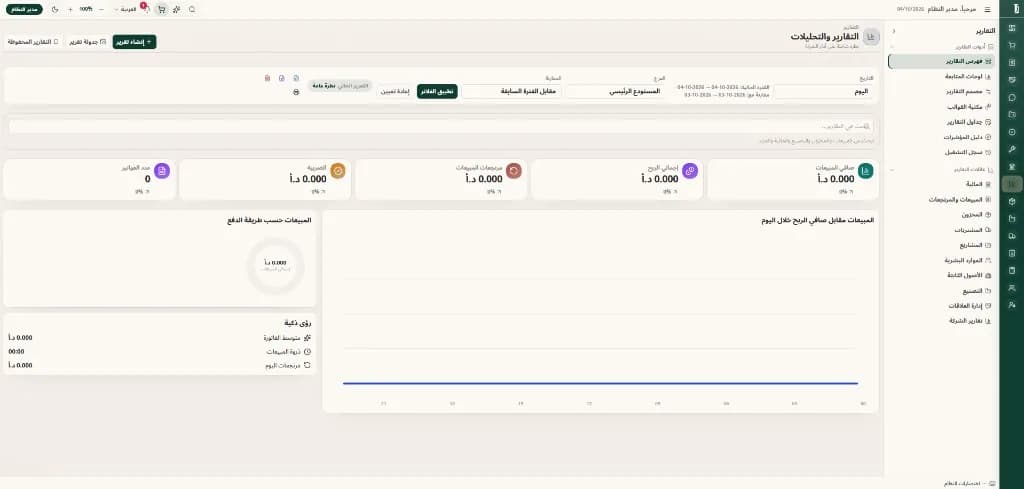 التقارير والتحليلات — نظرة مالية وتشغيلية قابلة للتصفية