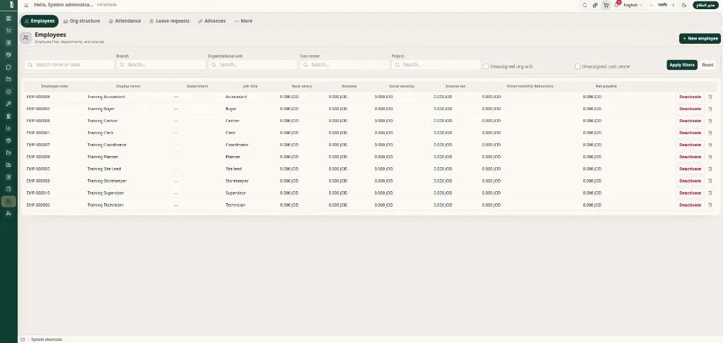 HR — employee files and payroll components