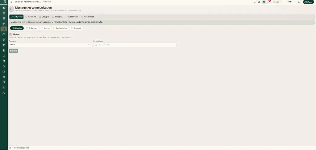 Messages — communication dans la plateforme